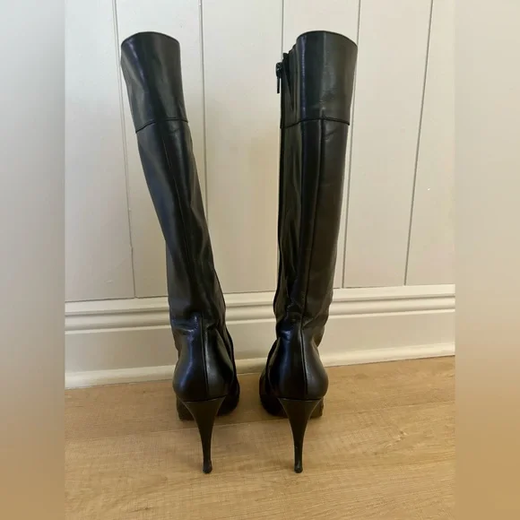 Via Spiga V-Rapido Black Leather Tall Lace Up Boot - Picture 5 of 12